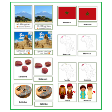 African Landmarks (Monuments) – Montessori 3 Part Cards – Montessori